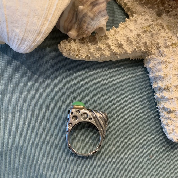 Silver & green turquoise ring - Picture 2 of 6